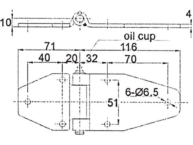 INOX Charnière papillon 51mm x 187mm,