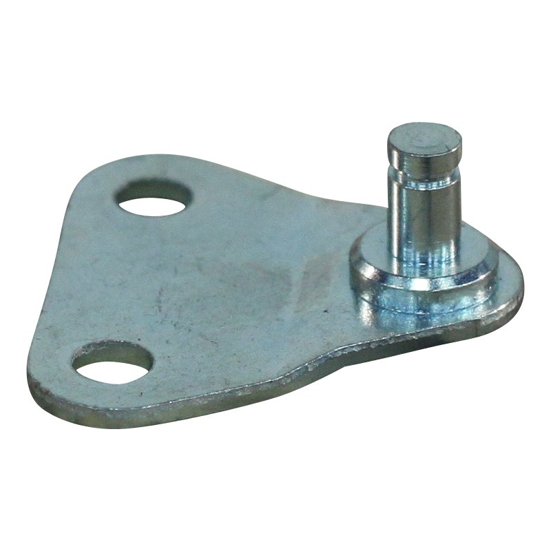 Befestigungsplatte mit Stift BB01/Z04 Edelstahl V4A Dreieck 28x28x1,5, 2 Löcher Ø4.3mm auf 18mm. Gewindebohrer Ø4x4,5mm