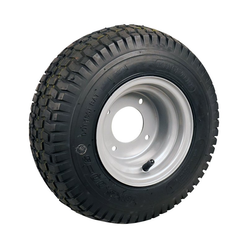 Komplettrad 13x5.00-6 4.50Ax6H2 ET0 60/90/4 Stahl V-3502 Silbergrau