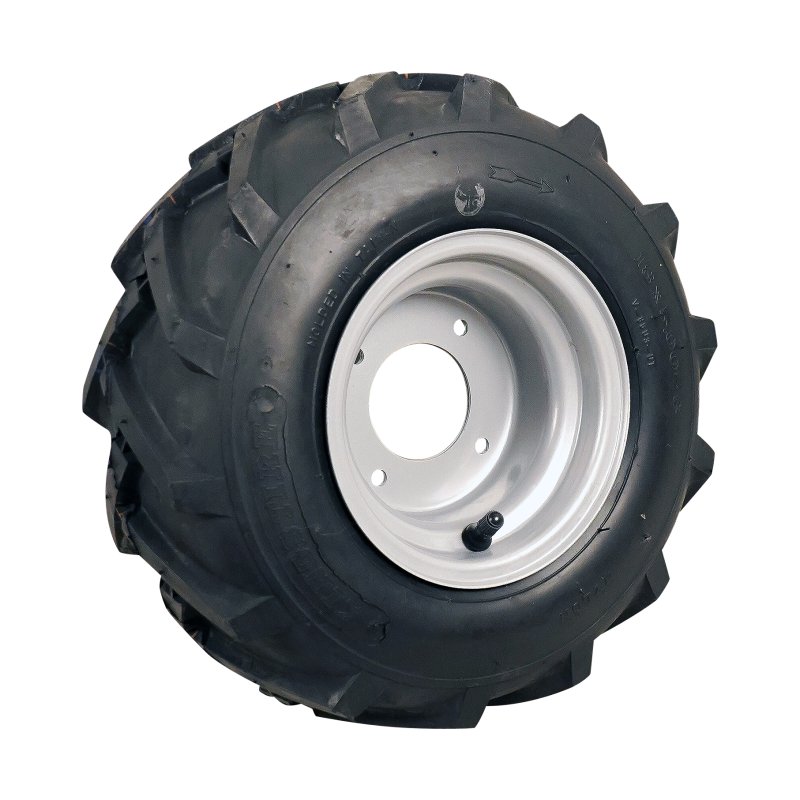 luchtband + wiel 13x5.00-6 4.50Ax6H2 ET0 60/90/4 staal V-8803 zilvergrijs