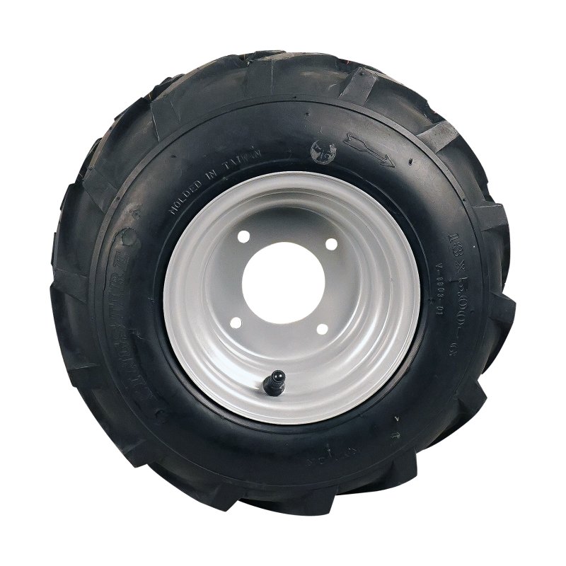luchtband + wiel 13x5.00-6 4.50Ax6H2 ET0 60/90/4 staal V-8803 zilvergrijs