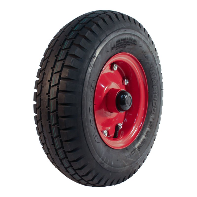 luchtband + wiel 5.00-8 3.00D-8 ET0 NL88mm staal S-7102 rood +