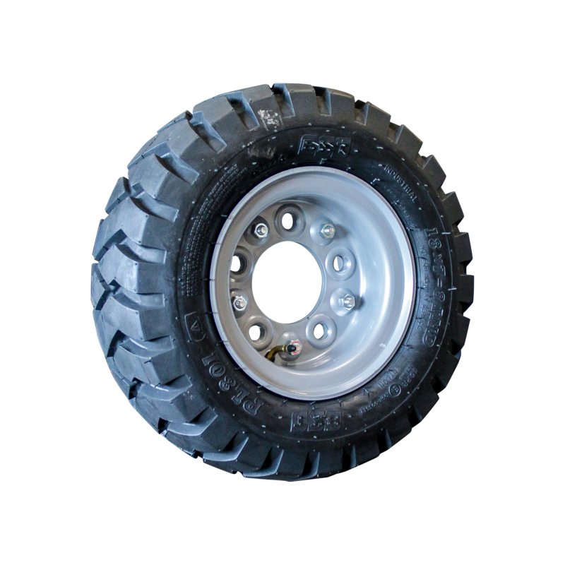 air tire + wheel 18x7-8 4.33R-8 ET0 94/140/5 steel D-301 silver grey