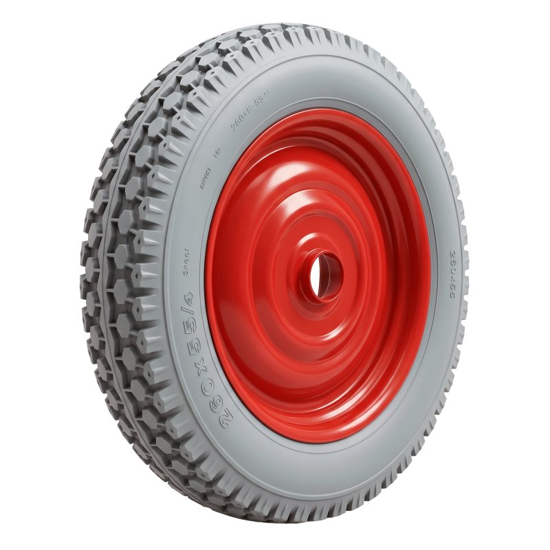 air tire + wheel 12 1/2 x 2 1/4 (2.25-8) 1.25x8 (12 1/5x 12 1/4) ET0 Ø30 steel HF-803 red
