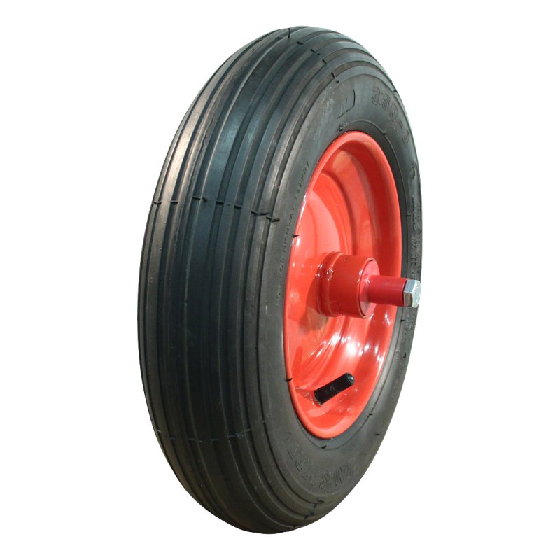 luchtband + wiel 3.50-8 2.50Ax8 ET0 NL96mm staal V-5501 rood 150mm