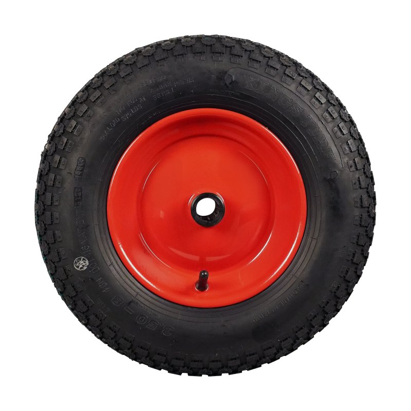 luchtband + wiel 3.50-8 2.50Ax8 ET0 rollager Ø25 NL100mm staal V-9128 rood