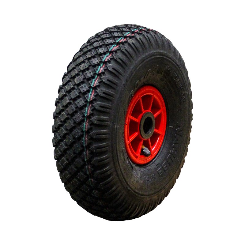 Komplettrad 4.00-4 2.10x4 ET0 Rollenlager Ø25 NL75mm Kunststoff S-2303 Rot