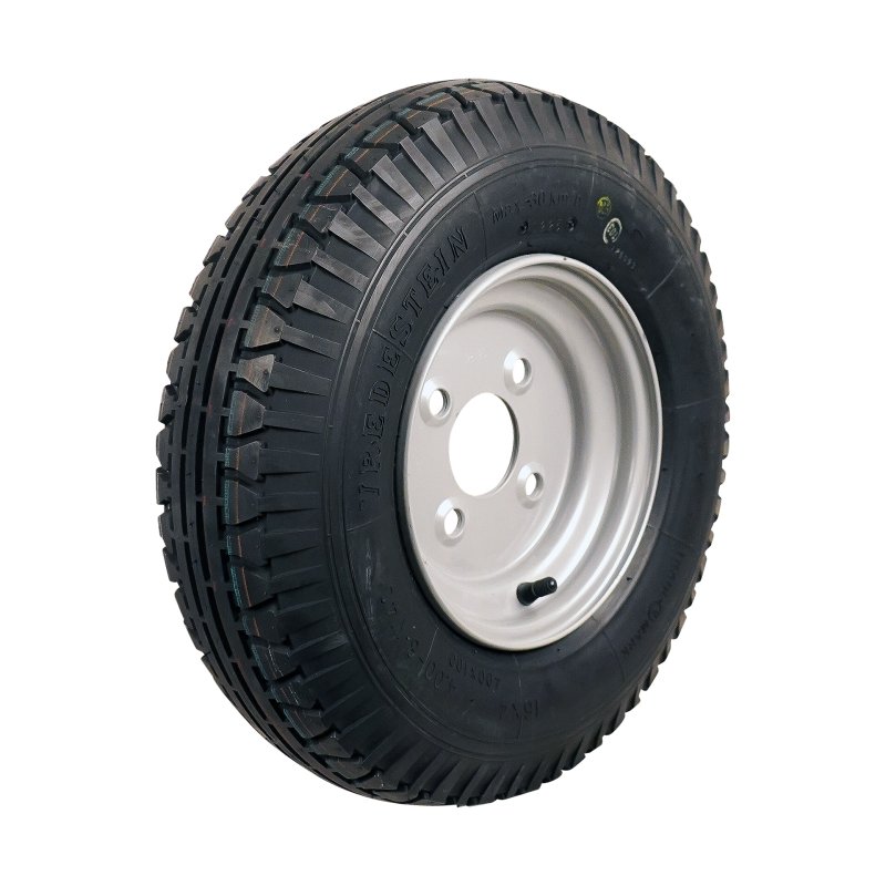 air tire + wheel 4.00-8 2.50Ax8H2 ET-2 85/115/4 steel V-40 silver grey
