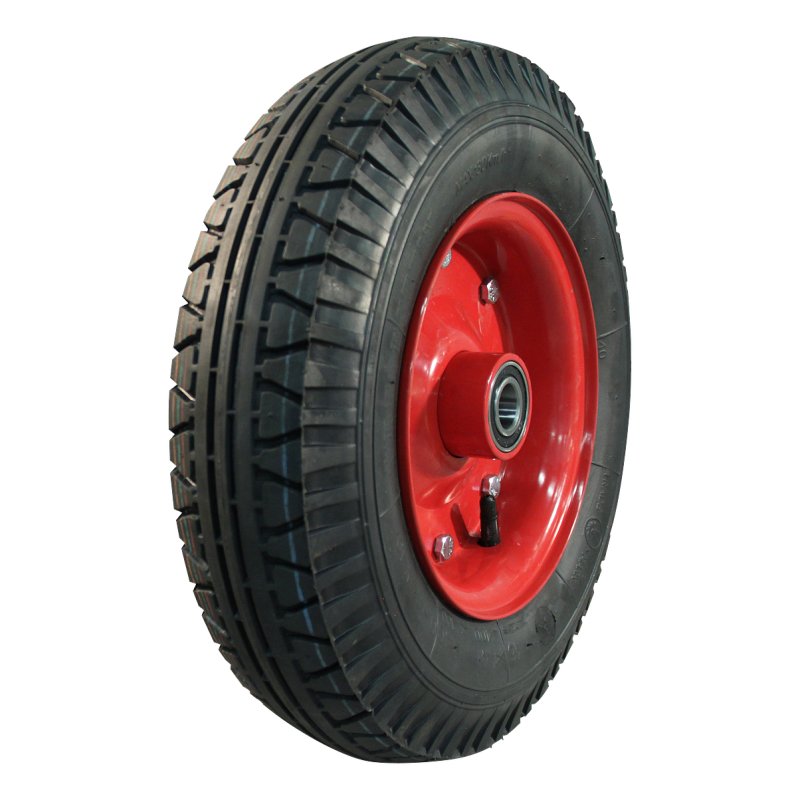 luchtband + wiel 4.00-8 3.00D-8 ET0 NL88mm staal V-40 rood