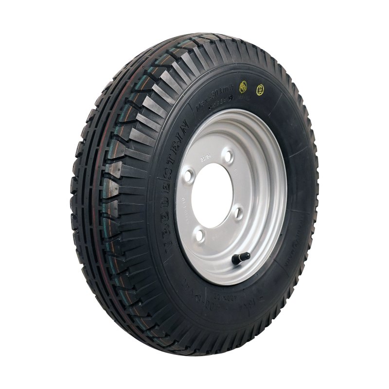air tire + wheel 4.00-8 3.00Dx8 ET0 60/100/4 steel V-40 silver grey