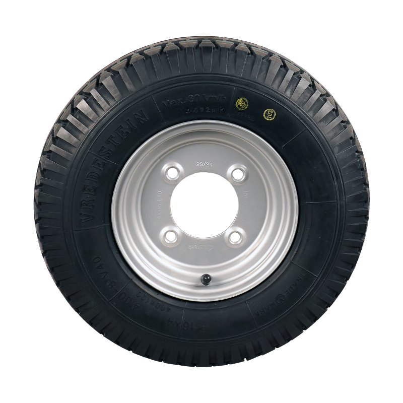 air tire + wheel 4.00-8 3.00Dx8 ET0 60/100/4 steel V-40 silver grey
