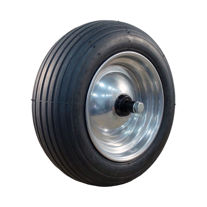 4.80/4.00-8 2.50Ax8 ET0 ball bearing axle Ø17 steel S-2301 silver grey air tire + wheel +