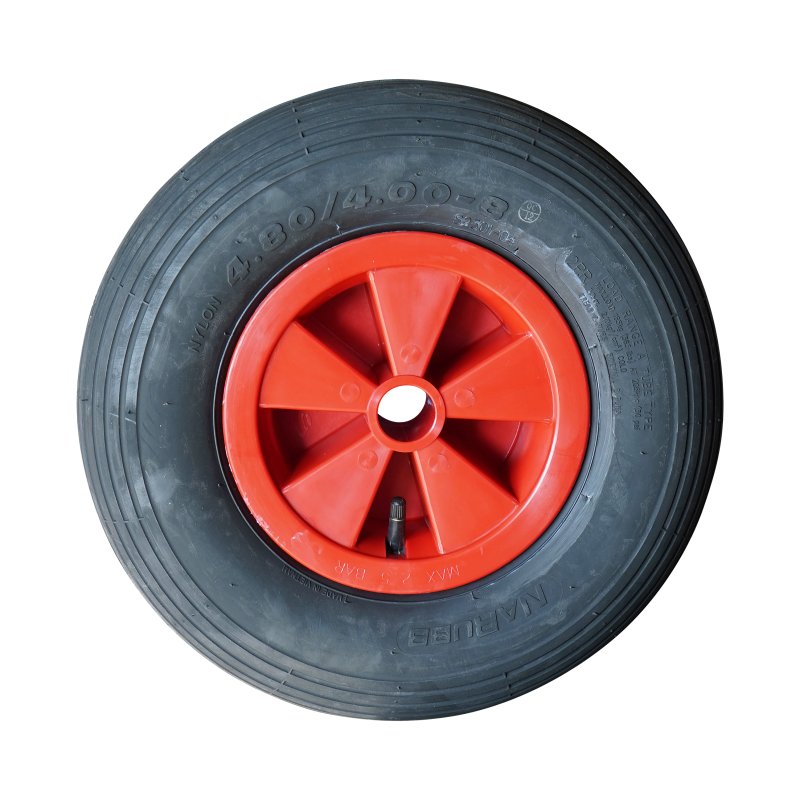 air tire + wheel 4.80/4.00-8 2.50Ax8 ET0 NL75mm plastic S-2301 red roller bearing
