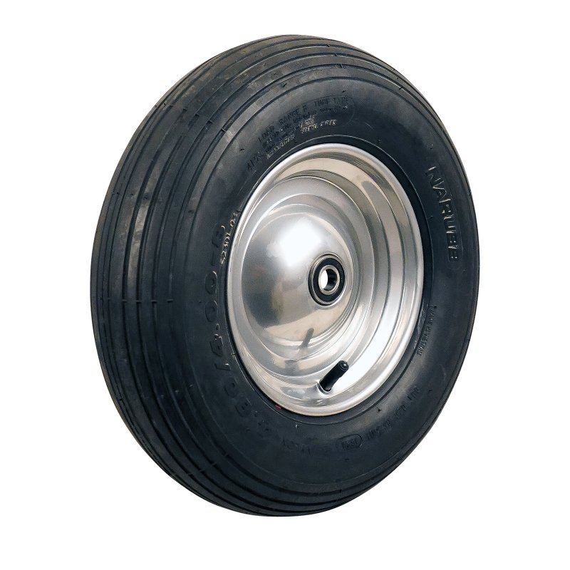 Komplettrad 4.80/4.00-8 2.50Ax8 ET0 Kugellager Achse Ø17 Stahl S-2301 Silbergrau