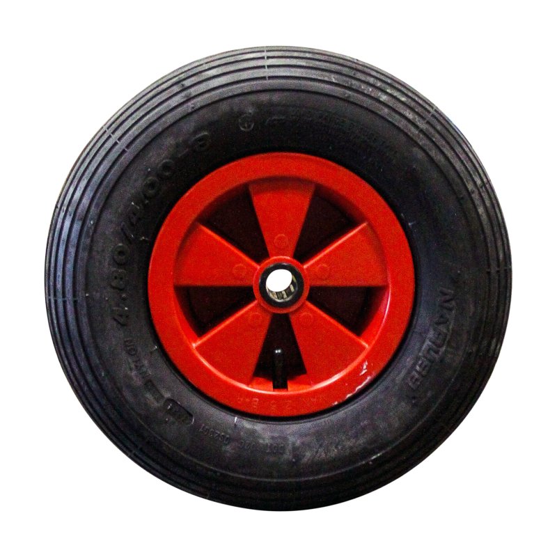 Komplettrad 4.80/4.00-8 2.50Ax8 ET0 NL75mm Kunststoff S-2301 Rot