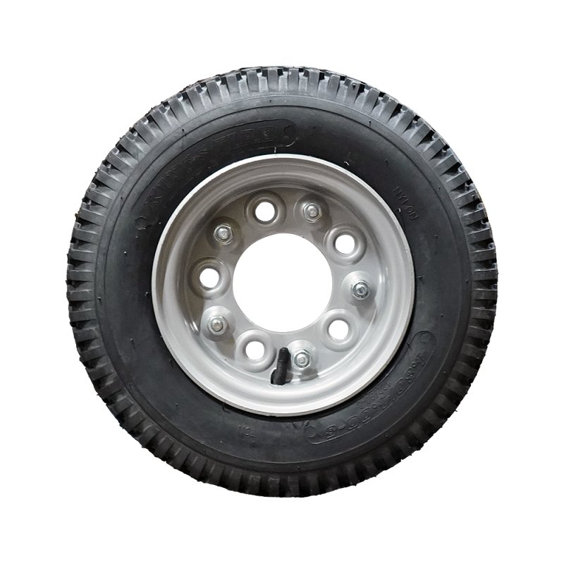luchtband + wiel 4.80/4.00-8 3.00D-8 ET0 94/140/5 staal V-6602 zilvergrijs