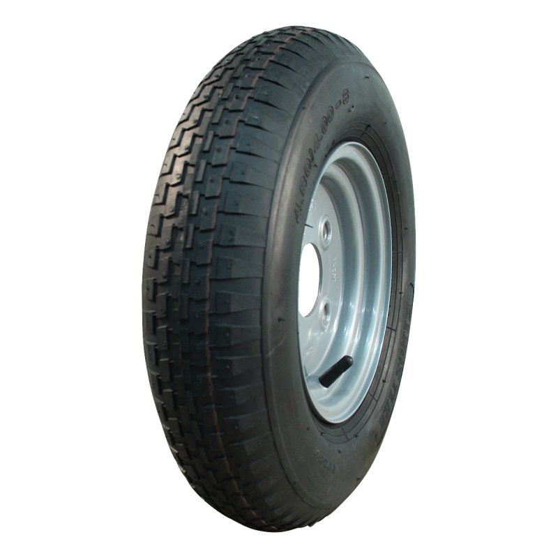 Komplettrad 4.80/4.00-8 3.00Dx8 ET0 60/100/4 Stahl V-6635 Silbergrau