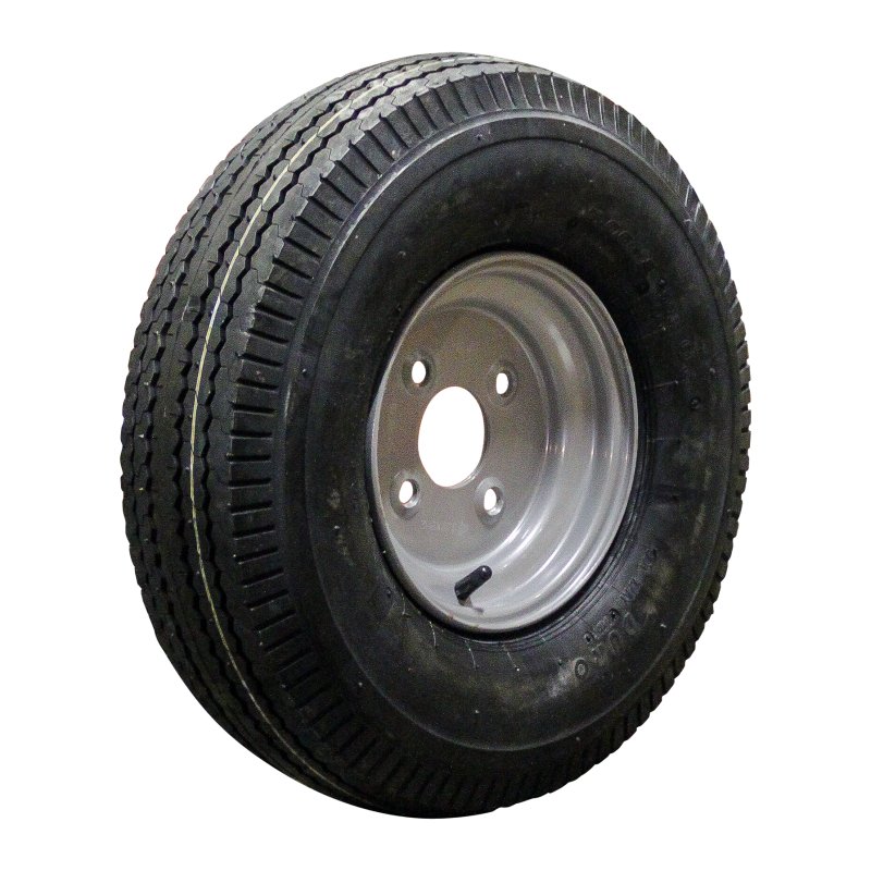 luchtband + wiel 5.00-8 3.00Dx8 ET0 60/100/4 staal HF-214 zilvergrijs