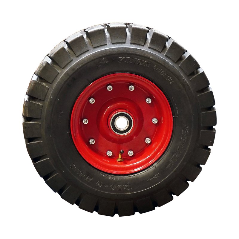 luchtband + wiel 6.00-9 4.00E-9 ET0 NL100mm staal V-2502 rood