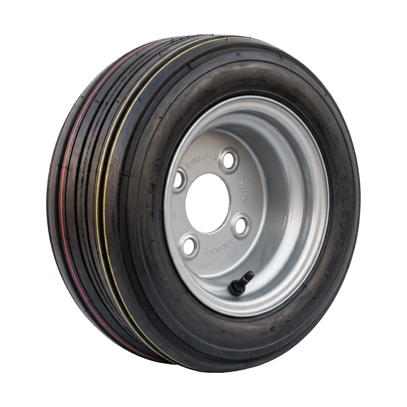 Komplettrad 18x9.50-8 7.00Bx8H2 ET-2 60/100/4 Stahl HF-217 Silbergrau