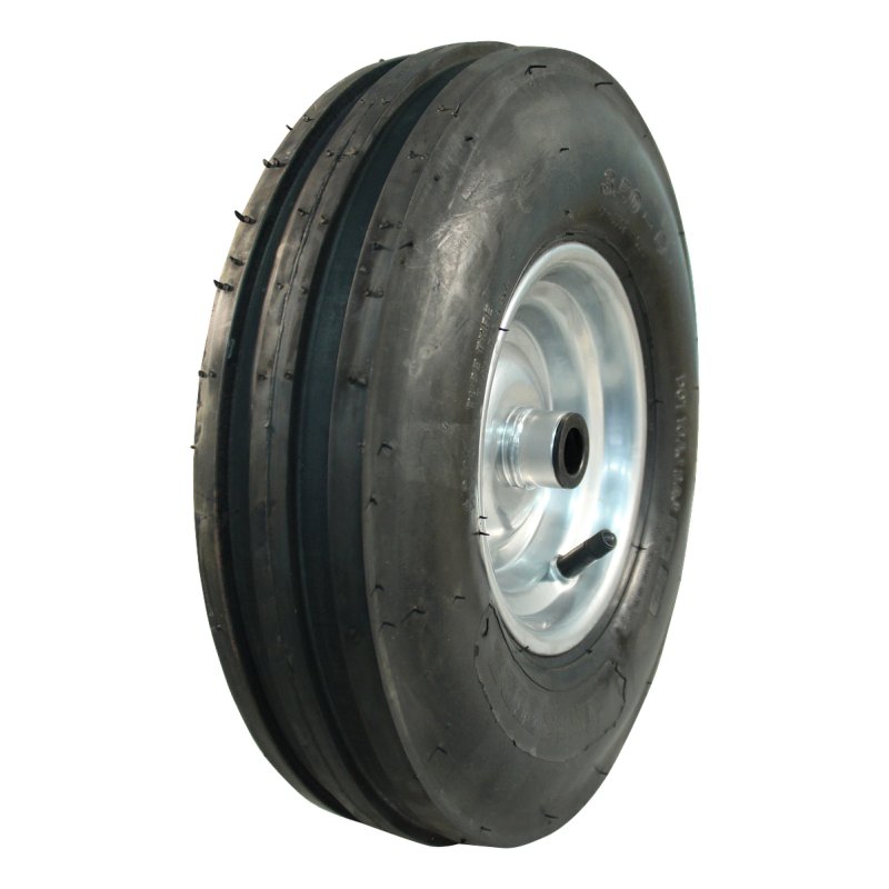 luchtband + wiel 3.50-6 2.50Ax6 ET0 rollager Ø20 NL75mm staal V-8502 grijs