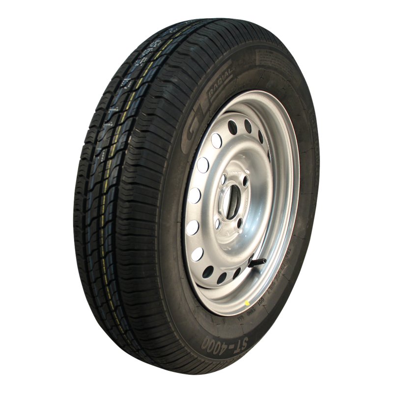 luchtband + wiel 155/80 R13 4½Jx13H2 ET30 57/100/4 staal Kargomax XL ST-4000 M+S zilvergrijs