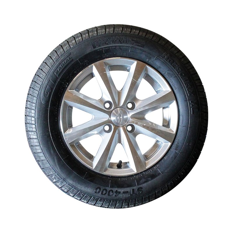 air tire + wheel 155/80 R13 5Jx13H2 ET30 57/100/4 alloy Kargomax XL ST-4000 M+S silver grey