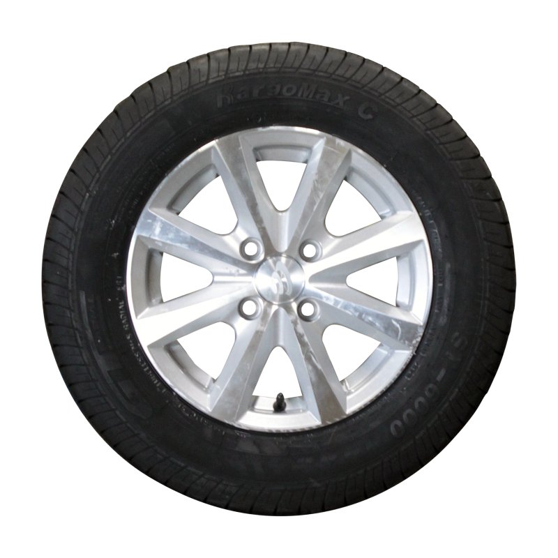air tire + wheel 155/80 R13C 5Jx13H2 ET30 57/100/4 alloy Kargomax ST-6000 M+S silver grey