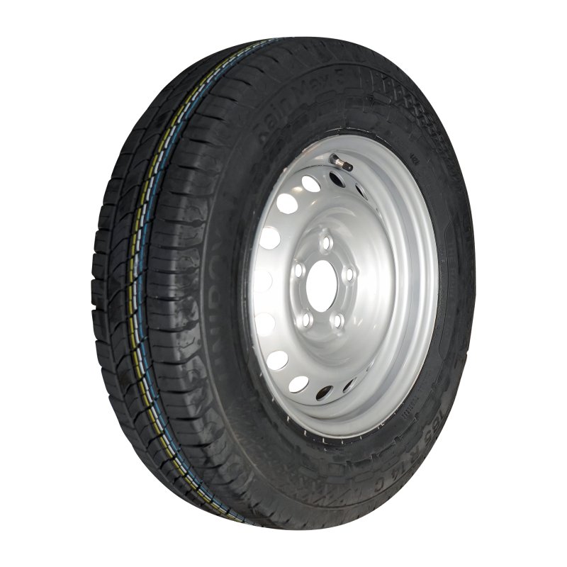 Komplettrad 185 R14C 5½Jx14H2 ET30 66,5/112/5 Stahl Rain Max 5 Silbergrau