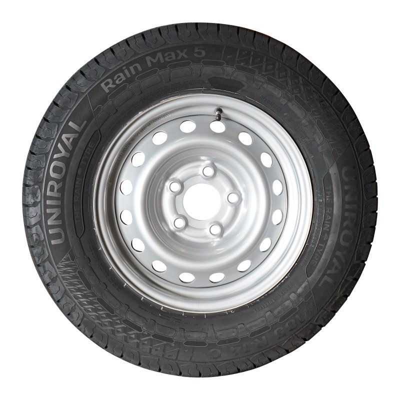 Komplettrad 185 R14C 5½Jx14H2 ET30 66,5/112/5 Stahl Rain Max 5 Silbergrau