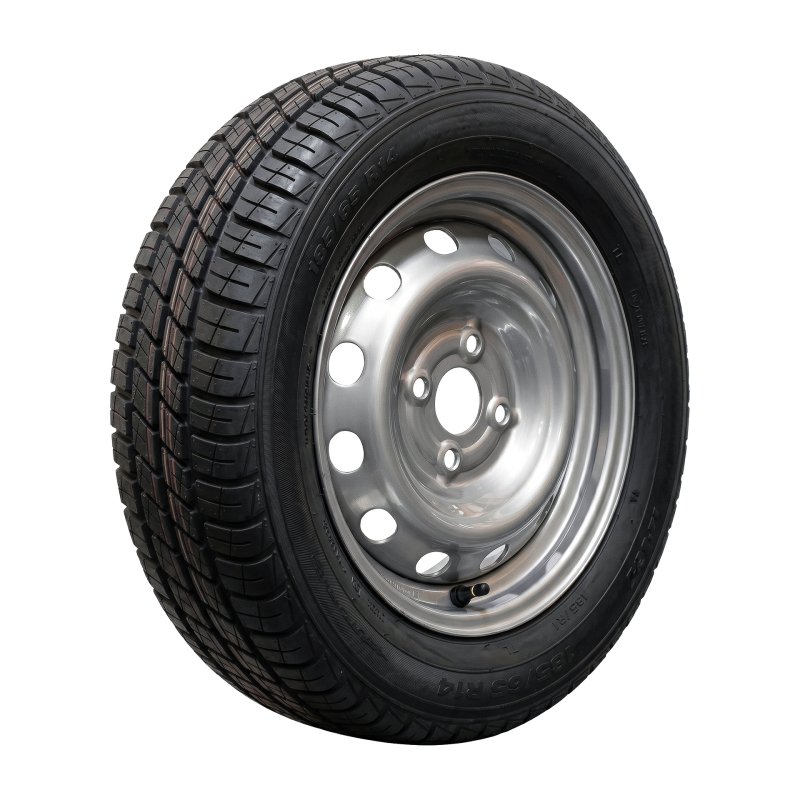air tire + wheel 185/65 R14 5½Jx14H2 ET30 57/100/4 steel AW-414 M+S silver grey