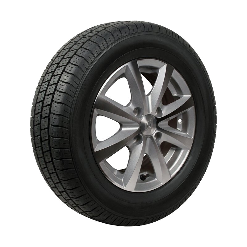 air tire + wheel 185/70 R13 5Jx13H2 ET30 57/100/4 alloy Kargomax XL ST-4000 M+S silver grey