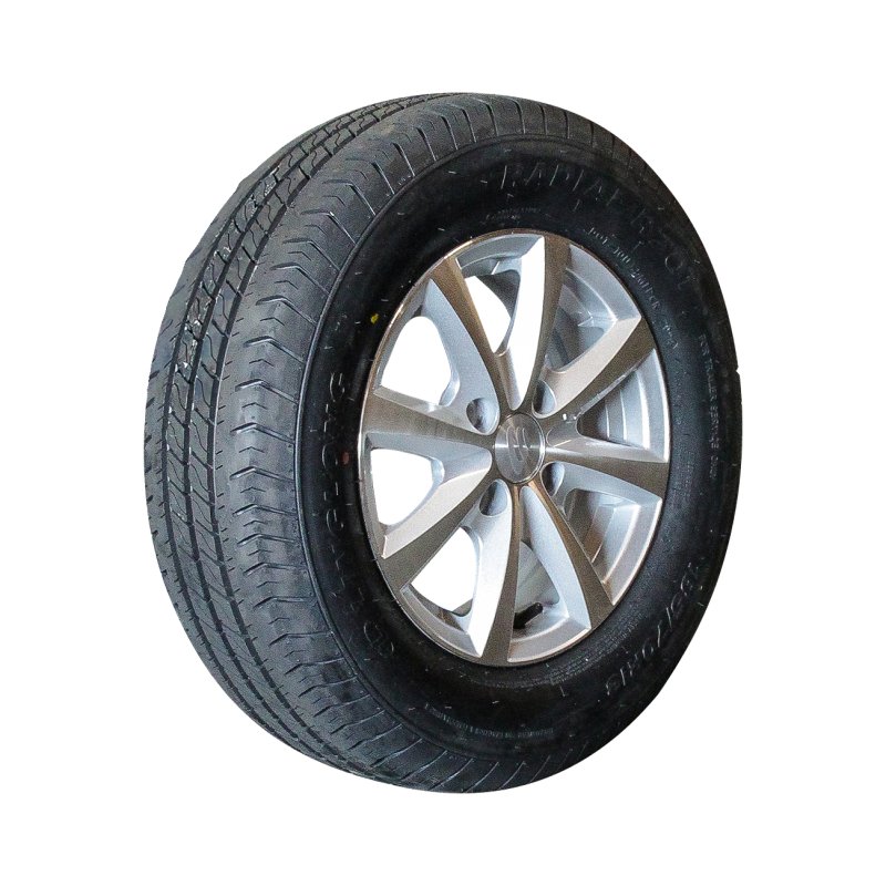 luchtband + wiel 185/70 R13 5Jx13H2 ET30 57/100/4 lichtmetaal R701 M+S zilvergrijs