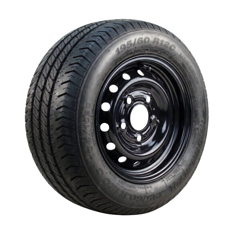 luchtband + wiel 195/60 R12C 5½Jx12H2 ET30 67/112/5 staal R701 M+S zwart