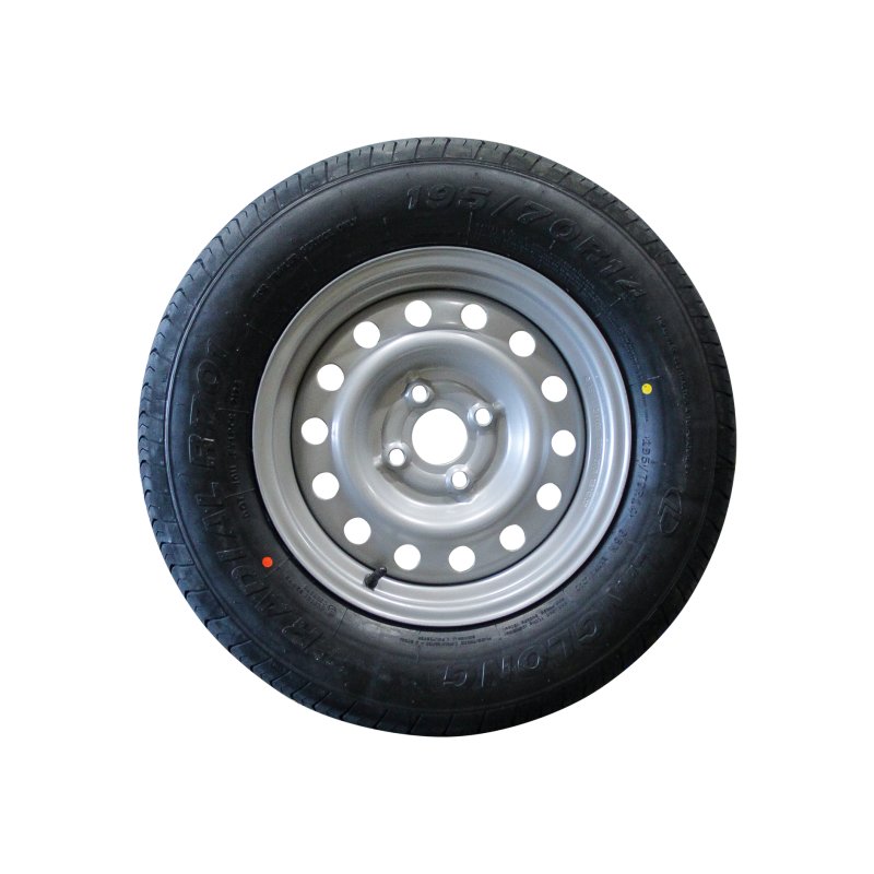 air tire + wheel 195/70 R14 5½Jx14H2 ET30 57/100/4 steel R701 M+S silver grey
