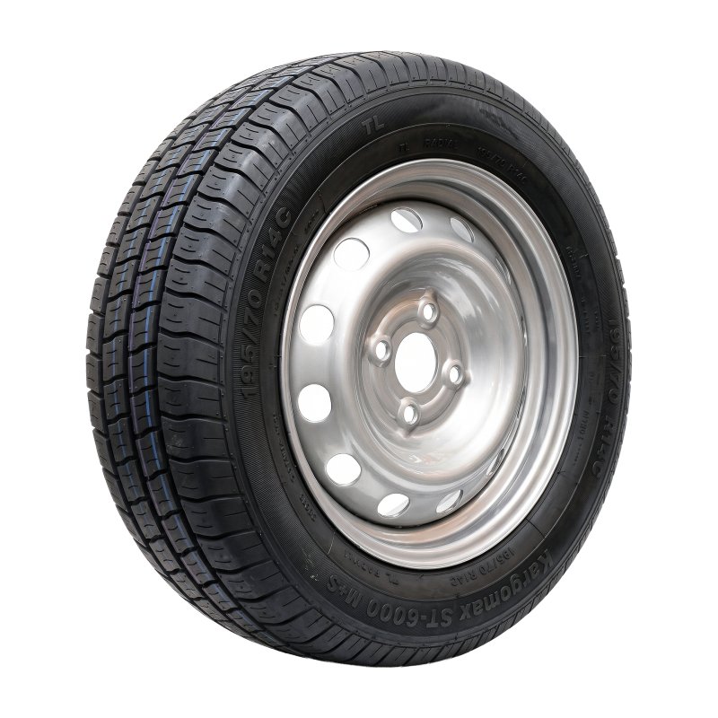 pneu + roue 195/70 R14C 5½Jx14H2 ET30 57/100/4 métal Kargomax ST-6000 M+S gris argent