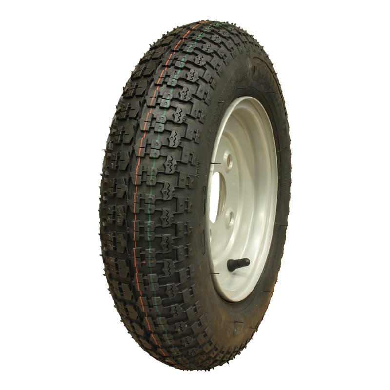 luchtband + wiel 3.50-8 2.50Ax8H2 ET-2 60/100/4 staal V-9128 zilvergrijs