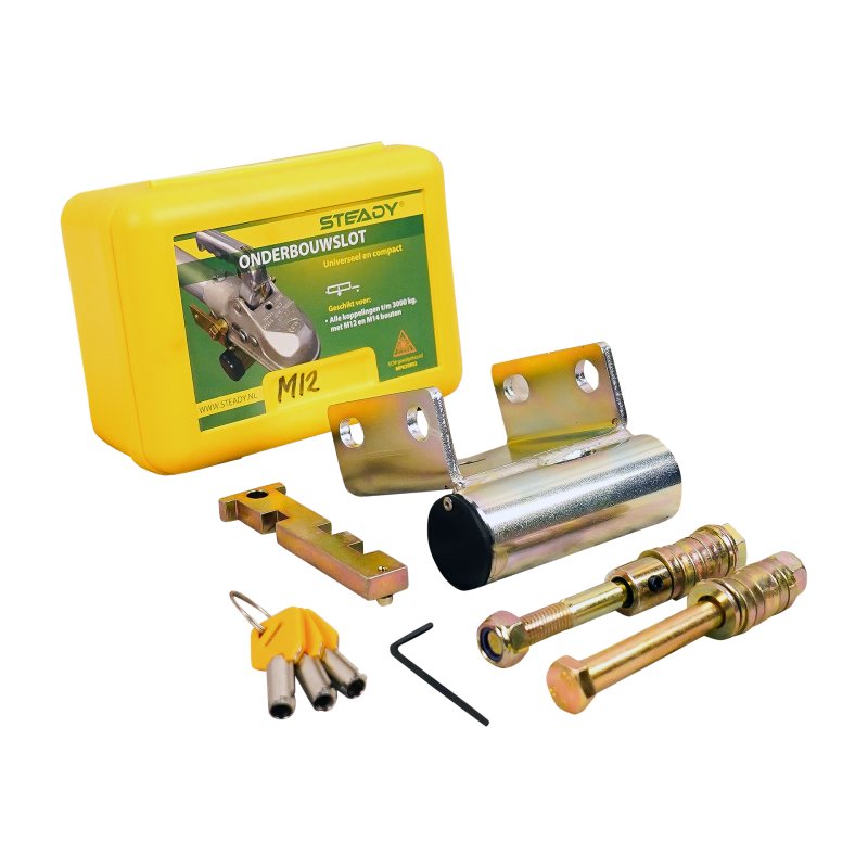 verrou de tête d'attelage montage fixe 3000 kg M12 + long clapet SCM 2x M12 horizontaux + 1x M12 vertical