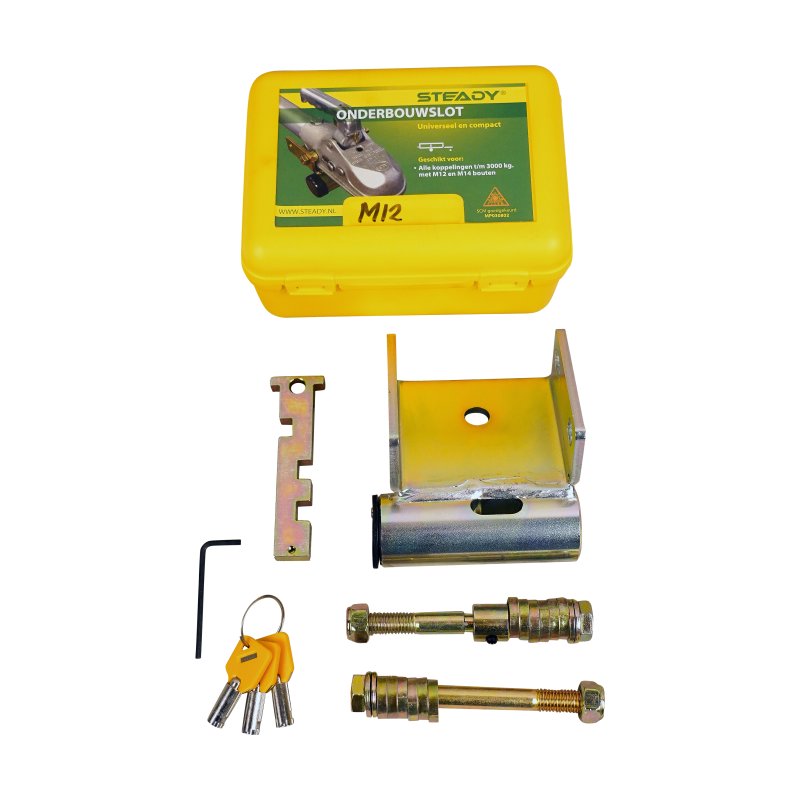 verrou de tête d'attelage montage fixe 3000 kg M12 + long clapet SCM 2x M12 horizontaux + 1x M12 vertical