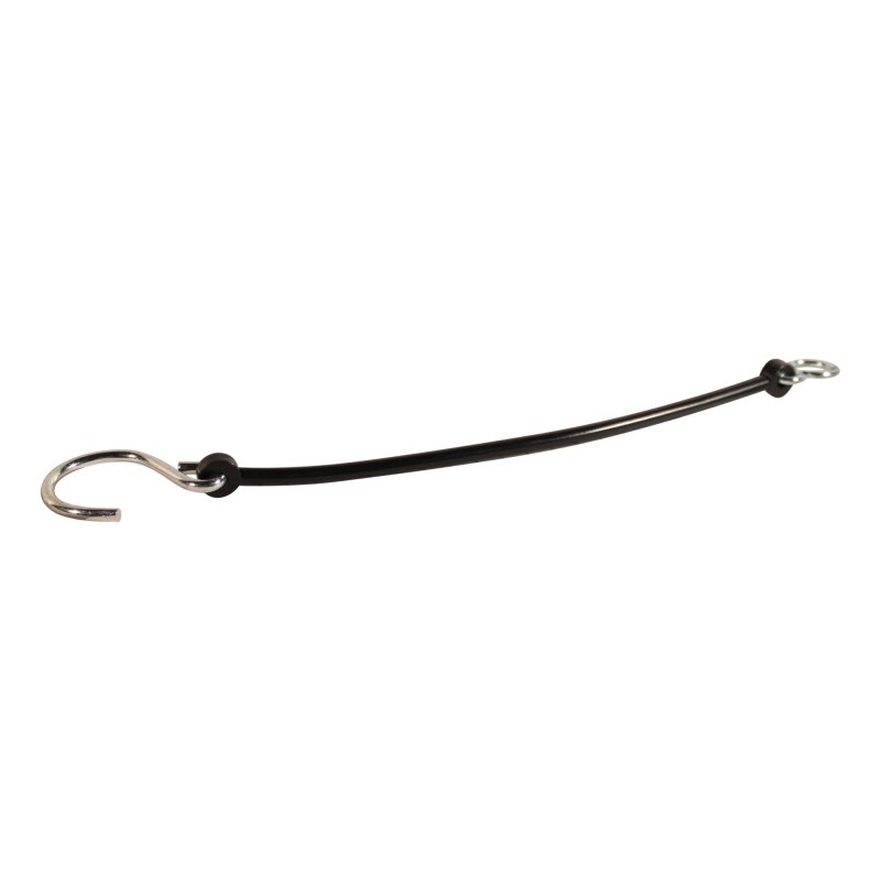 veiligheidsnoer 260mm rubber , zwart met S-haak en 8-haak