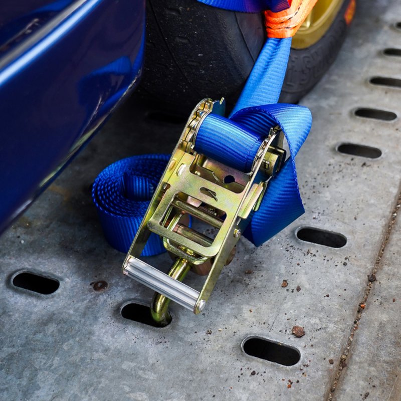 spanband voor autotransporter met verbindingslus blauw/verbindingslus oranje 50 x mm 3500mm polyester