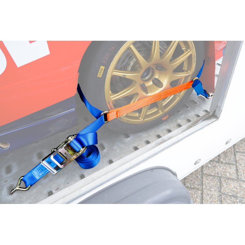 sangle d'arrimage pour transporteur de voiture, model par-dessus bleu/orange 50mm 3900mm polyester