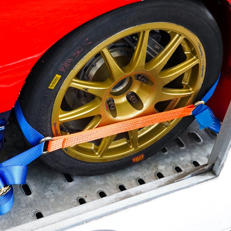 sangle d'arrimage pour transporteur de voiture, model par-dessus bleu/orange 50mm 3900mm polyester