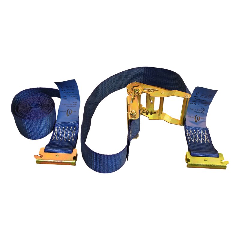 sangle d'arrimage avec cliquet et bague de fermeture bleu 50mm x 3400mm polyester