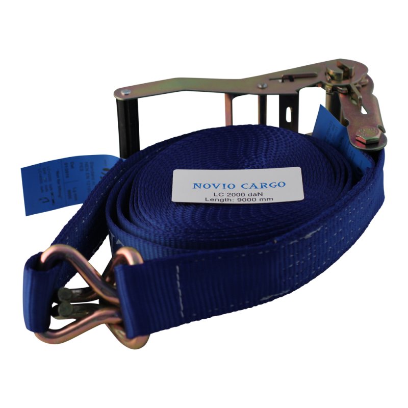 sangle d'arrimage, double, avec cliquet et double point boucle 50mm 9000mm polyester