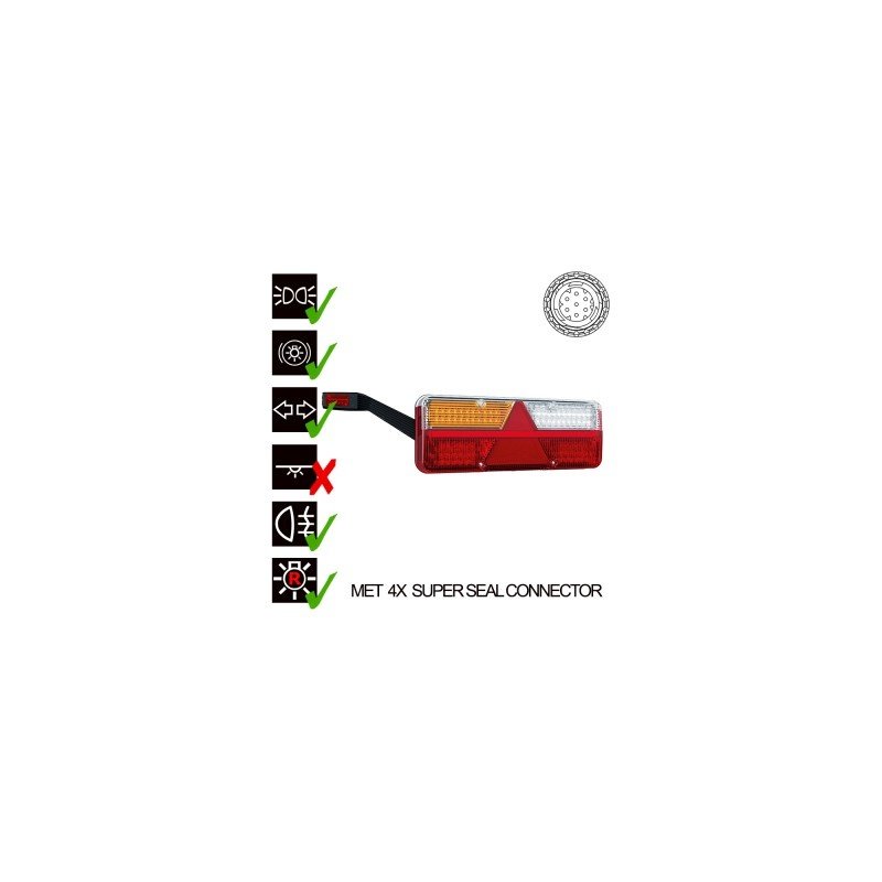 feu arrière LED connecteur AMP 7 PIN gauche 9/36V Lavaflow