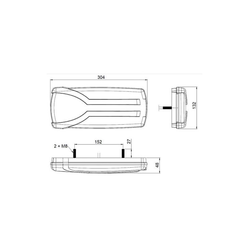 feu arrière LED câble droit droit 12/24V Lavaflow