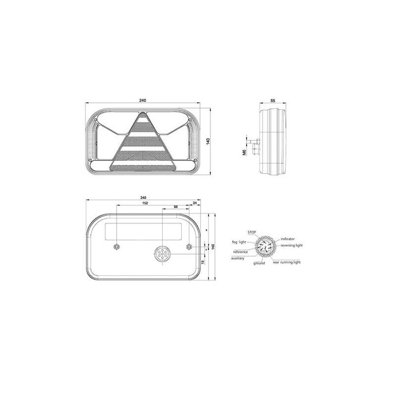 feu arrière LED connecteur AMP 7 PIN gauche gauche 12/24V Lavaflow