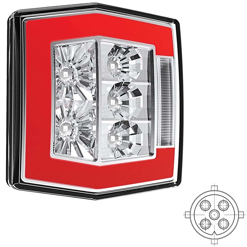 feu arrière LED baïonnette à 5 pôles universel 12/24V Lavaflow