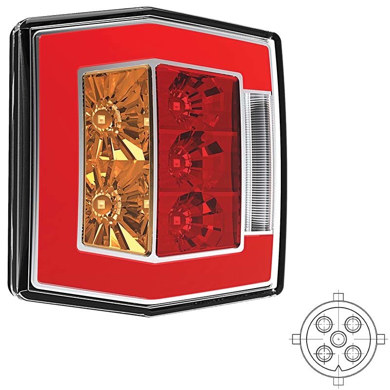 achterlicht LED 5 PIN's bajonet universeel 12/24V Lavaflow